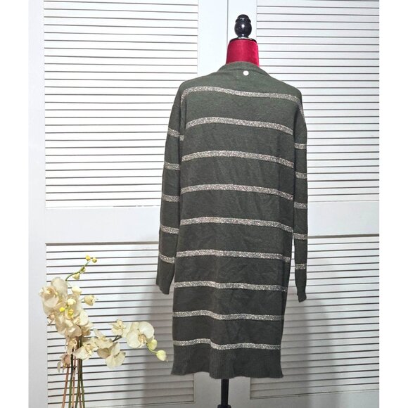 Pietronilla Women Wool Blend Metallic Accent Striped Longline Cardigan Sz S 2880 - Picture 6 of 12